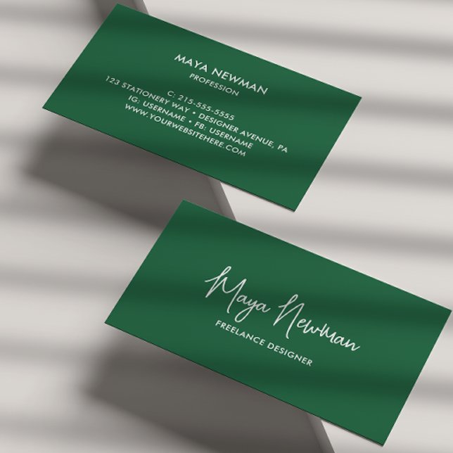 CARTE DE VISITE SIMPLE SOMBRE VERT SIGNATURE NOM PROFESSIONNEL (Créateur téléchargé)