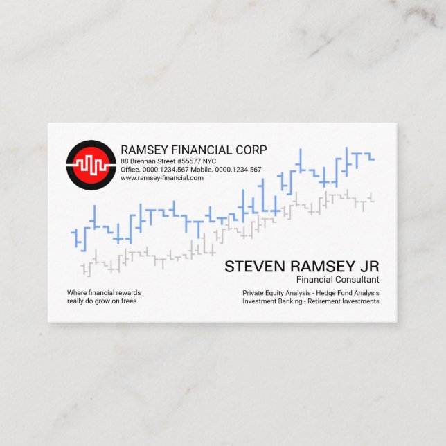 Carte De Visite Simple Stock Exchange Graph Wave Financial (Devant)