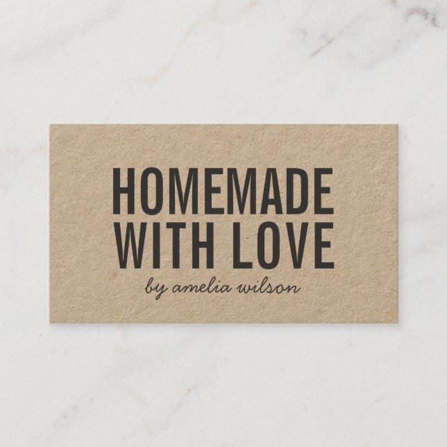 Carte De Visite Simple Stylish Rustic Homemade with Love Kraft (Devant)