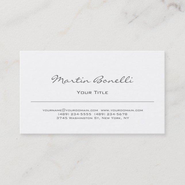 Carte de visite simple tendance couleur blanche (Devant)