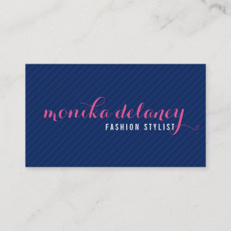 Carte De Visite SIMPLE TYPE DE SCRIPT élégant bleu marine tendance