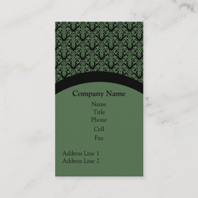 Carte de visite simple, vert (Devant)