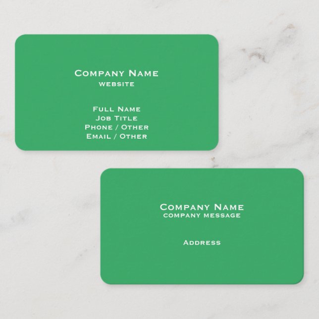 Carte de visite simple vert clair (Devant / Derrière)