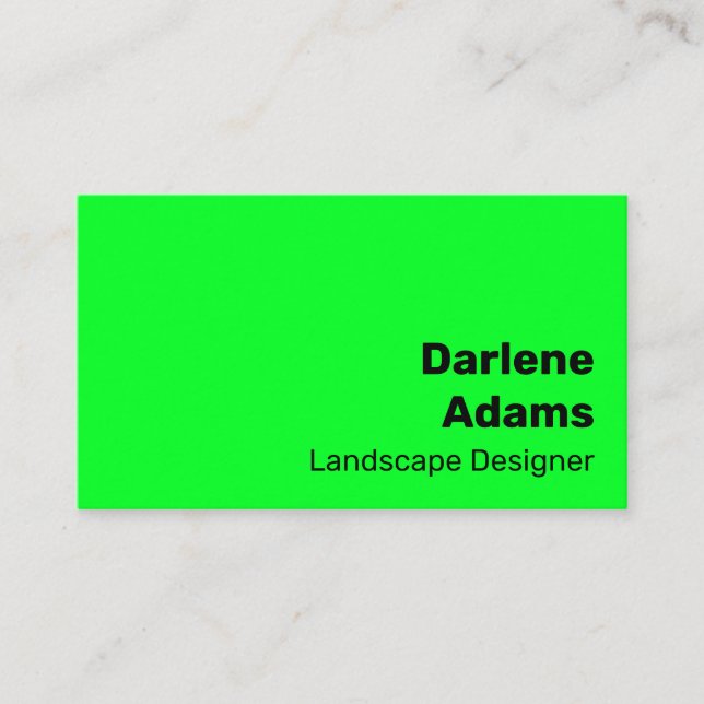 Carte De Visite Simple Vert Clair Gras Moderne Vibrant (Devant)