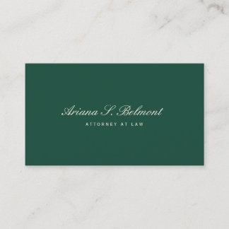 Carte De Visite Simple vert foncé avocat élégant