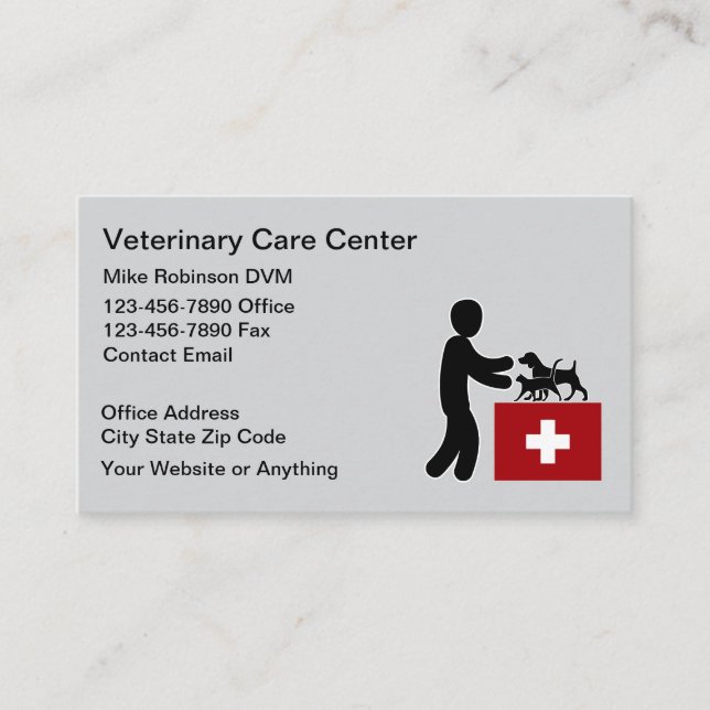 Carte De Visite Simple Veterinary Pet Doctor Business Cards (Devant)