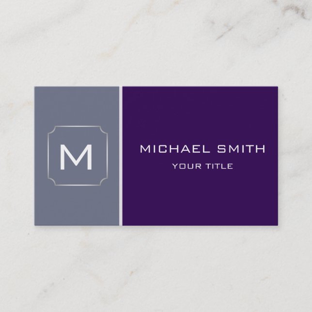 Carte De Visite Simple Violet et Gris Élégant Professionnel Modern (Devant)