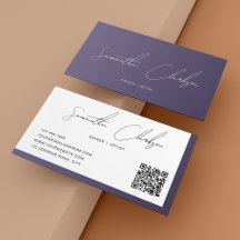 Simple violet moderne script manuscrit code QR