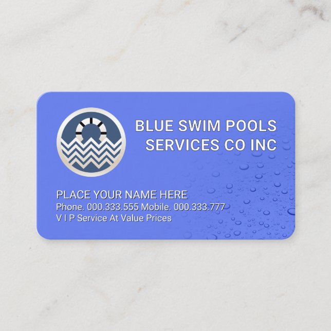 Carte De Visite Simple Waterdrops Swimming Pool Water (Devant)
