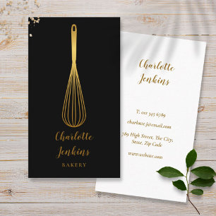 Carte De Visite Simple Whisk Bakery Patisserie Or Noir