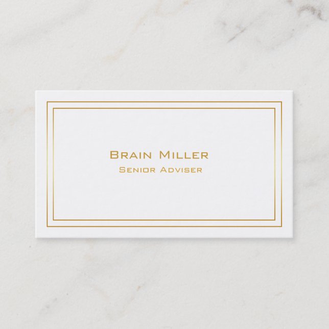 Carte De Visite Simple White Gold Modern Professional (Devant)