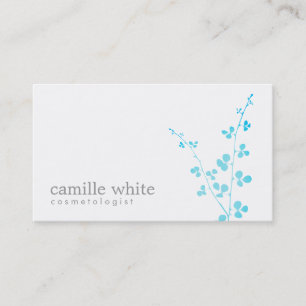 Carte De Visite Simple White Turquoise Branche Salon et Spa