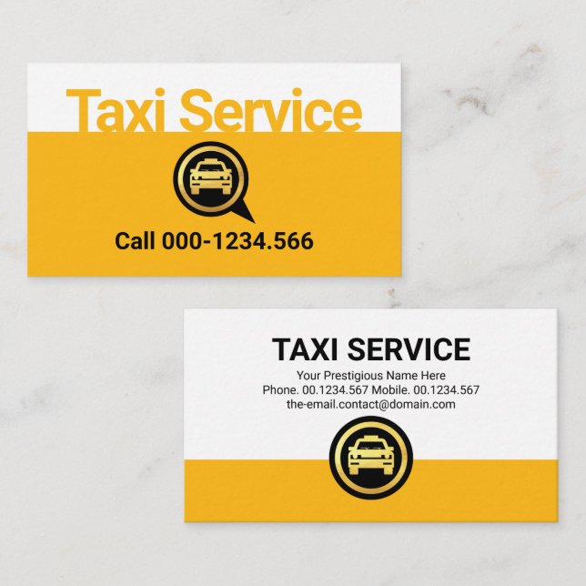 Carte De Visite Simple Yellow Taxi Service Layer (Devant / Derrière)
