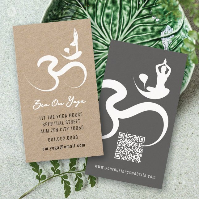Carte De Visite Simple Zen Yoga Om Calligraphie Silhouette Symbole (Simple Minimalist Zen Spiritual Holistic Yoga Om/Aum Calligraphy Symbol Business Card @ fatfatin)