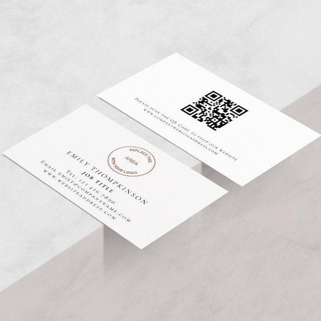 Carte De Visite Simplement Texte Logo QR Code N'importe quelle pro (Créateur téléchargé)
