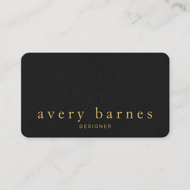 Carte De Visite Simples cuir texturé noir look professionnel (Devant)