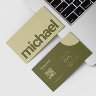 Carte De Visite Simplicité en gras Sage vert scannable Qrcode