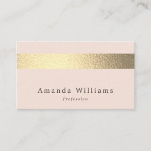 Carte De Visite Simply Chic Gold Foil Stripe On Blush Pink