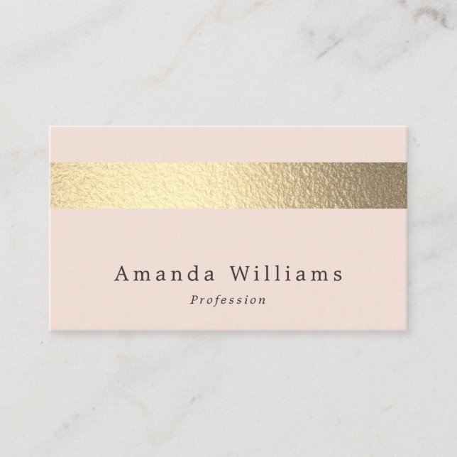 Carte De Visite Simply Chic Gold Foil Stripe On Blush Pink (Devant)