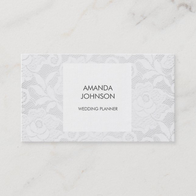 Carte De Visite Simply Royal White Lace Mariage (Devant)