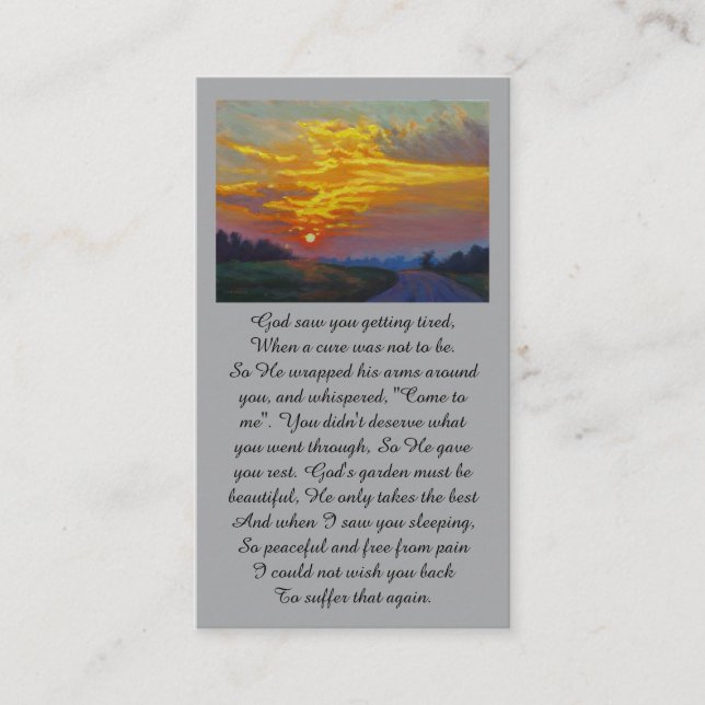 Carte De Visite Sincères Condoléances Lever de Soleil Violet Rouge (Devant)