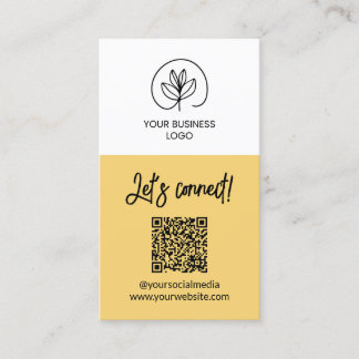 Carte De Visite Single Sided Soft Yellow Let's Connect QR Code