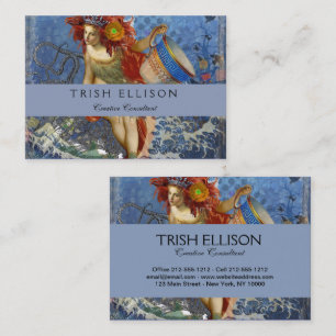 Carte De Visite Sirène du Verseau Art Gothique Bleu