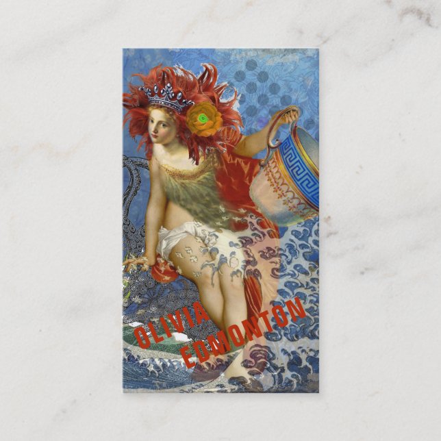 Carte De Visite Sirène du Verseau Art Gothique Bleu (Devant)