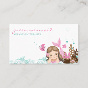 Carte De Visite Sirène Rose de la Mer Dessin Animé