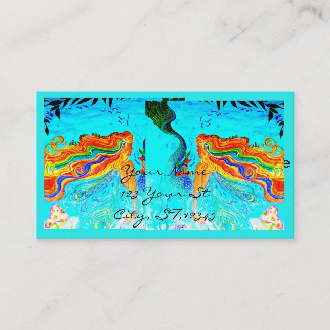 Carte De Visite Sirènes à poil arc-en-ciel (Devant)