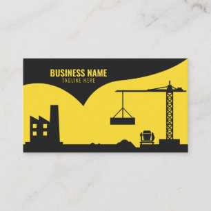 Carte De Visite Site de construction moderne Jaune et Noir Silhoue