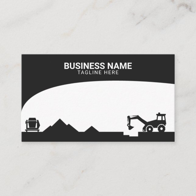 Carte De Visite Site de construction moderne noir et blanc Silhoue (Devant)