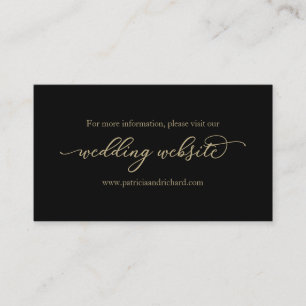 Carte De Visite Site de mariage noir calligraphié or