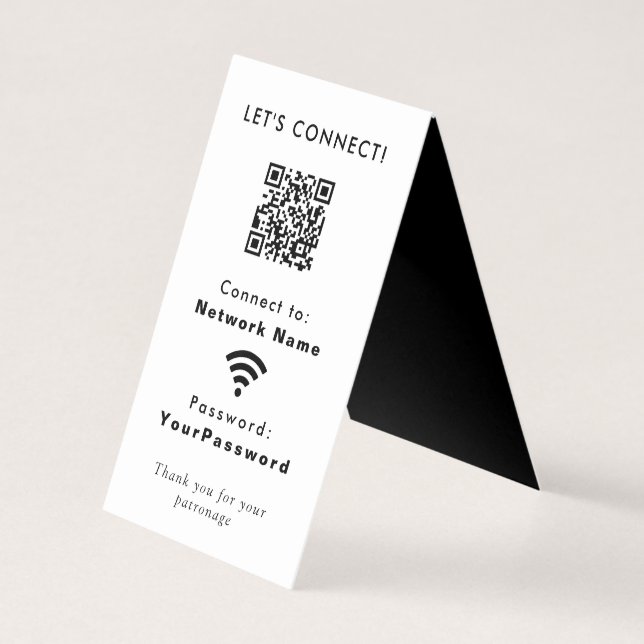 Carte De Visite Site Internet d'affaires Connexion Wifi Mot de pas (Dos)