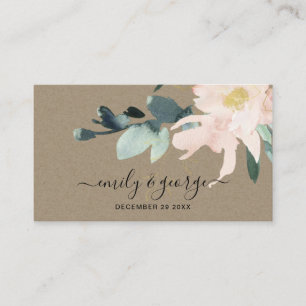 CARTE DE VISITE SITE MARIAGE DE BUNCH FLORAL KRAFT RUSTIQUE BLUSH
