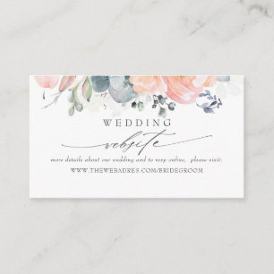 Carte De Visite Site Mariage Dusty Blue and Peach Foliage