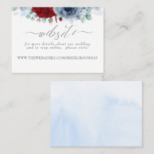 Carte De Visite Site mariage Dusty Blue Red Flowers