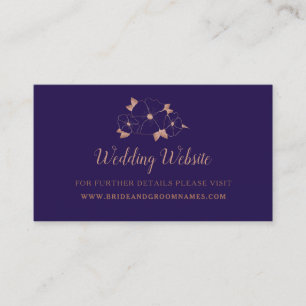 Carte De Visite Site mariage floral bleu cuivre et minuit
