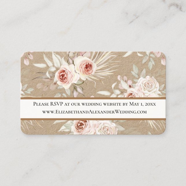 Carte De Visite Site Mariage floral Delicate RSVP Mini (Devant)