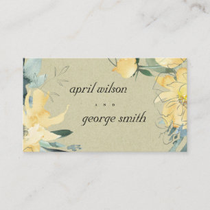 CARTE DE VISITE SITE MARIAGE FLORAL JAUNE ET JAUNE ELEGANT KRAFT