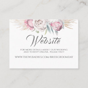 Carte De Visite Site mariage Pampas Grass rose Exotique Floral