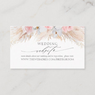 Carte De Visite Site mariage Pastel Fleurs Tropicales & Pampas