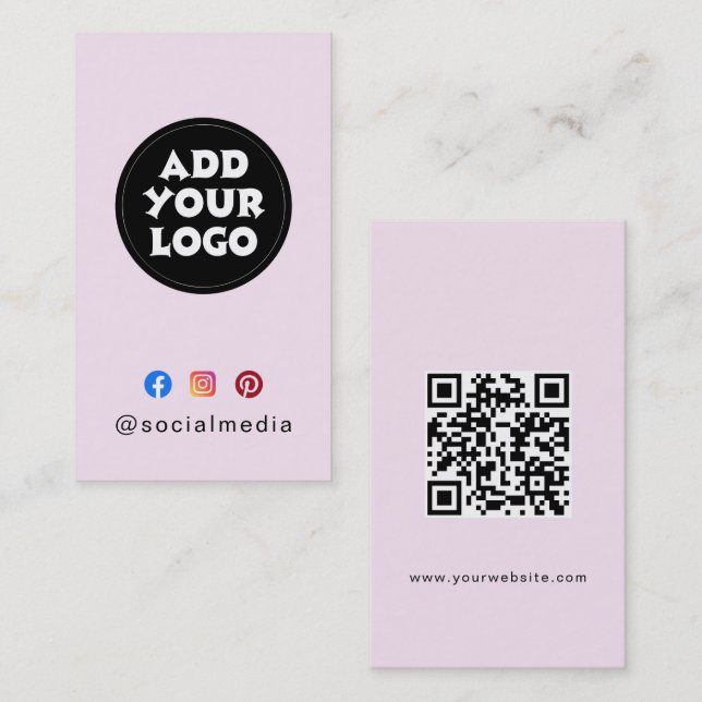 Carte De Visite Site Web de code QR de médias sociaux de logo pers (Devant / Derrière)
