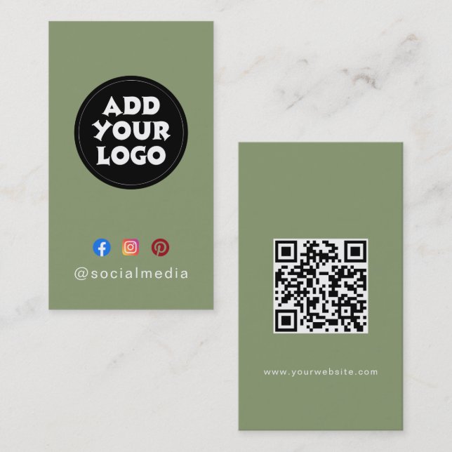 Carte De Visite Site Web de code QR de médias sociaux de logo pers (Devant / Derrière)