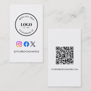 Carte De Visite Site web de code QR Logo personnalisé Réseaux soci