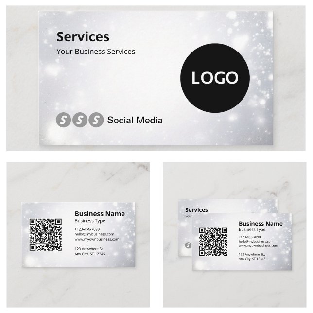 Carte De Visite Site Web de Code QR Scannable Logo Moderne (Modern Logo Scannable QR Code Website Business Cards)