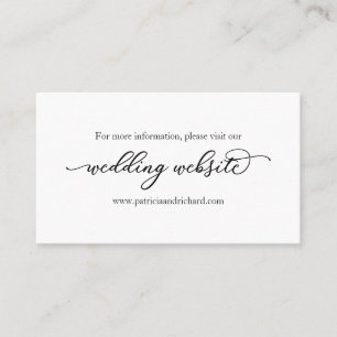 Carte De Visite Site Web de Mariage à Calligraphie Élégante