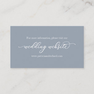 Carte De Visite Site Web de Mariage Calligraphié Bleu Poussiéreux