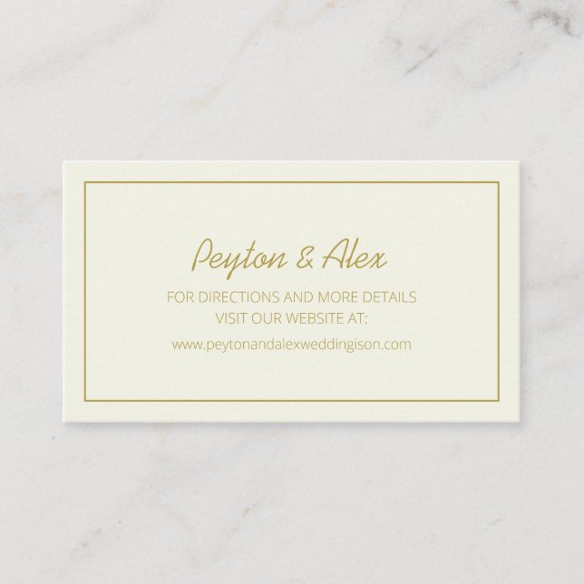 Carte De Visite Site Web de Mariage Crème et Or (Devant)