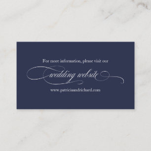 Carte De Visite Site Web de Mariage Élégant Bleu Marine